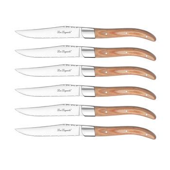 Set 6 Cuchillos Chuleteros Acero Inox 23x2x1cm Lou Laguiole Louis - Madera No Apto Microondas