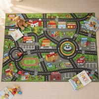 alfombra infantil carretera de ciudad 200x150 cm multicolor aiyaplay