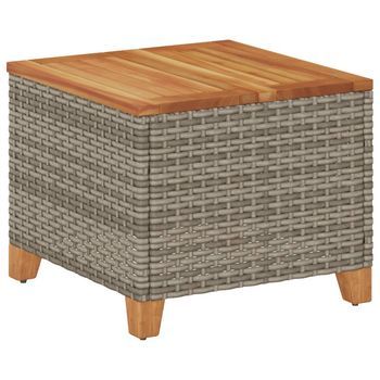 Mesa De Jardín | Mesa De Exterior Ratán Sintético Madera Acacia Gris 45x45x37 Cm
