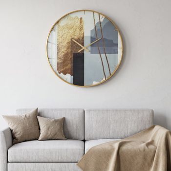 Reloj de pared redondo de particulas de madera multicolor ø 80x5 cm