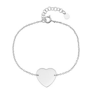 Pulsera grabable con diseño de corazón de plata 925