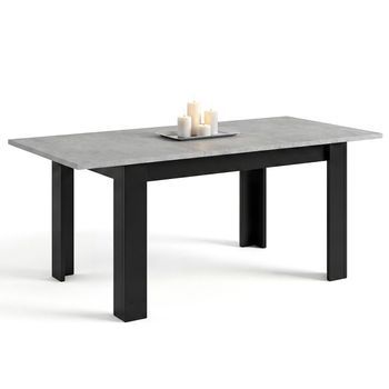 Mesa De Comedor Extensible 140-190x90 Cm Sira Negro Mate - Gris Cemento 190 X 78 X 90 Cm