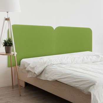 Dhome Cabecero Verde Curvo Tapizado En Polipiel 210 Dual Con Patas Altura 125cm Para Pared Acústico Absorbente Cama Dormitorio (verde, 210 Dual)