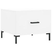 mesa de centro de diseno moderno con cajon 50 x 50 x 40 cm madera de ingenieria blanca y hierro dec037884