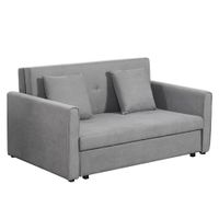 homcom sofa cama de 2 plazas tapizado en algodon con cojines desmontables reposabrazos base de almacenaje 152x101x81 cm gris   aosom espana