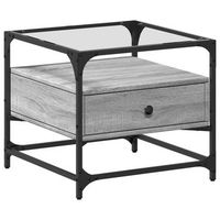 mesa de cafe - mesa de centro tapa de vidrio acero gris sonoma 50x50x45 cm