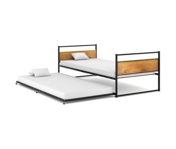 Estructura de cama extraible metal negro 90x200 cm