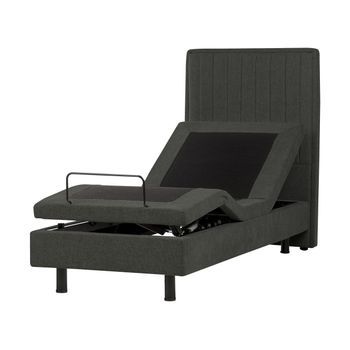 Cama Articulada Eléctrica Moderna Mando A Distancia Ajustable Tapicería De Tela Gris Oscuro 80 X 200 Cm Castellan