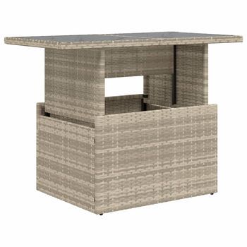 Mesa Jardín，mesa Para Exteriores，mesa De Patio Superficie Vidrio Ratán Pe Gris Claro 100x55x73 Cm