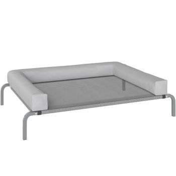 PawHut Cama Elevada para Perros Refrescante con Refuerzos Extraíbles Malla Transpirable y Marco de Acero 110x75x30 cm Gris