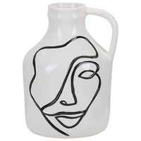 florero blanco de gres con motivo facial accesorio decorativo para el hogar impermeable agrinion