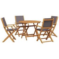 set de comedor de jardin 5 piezas  mueble de jardin tela madera maciza antracita