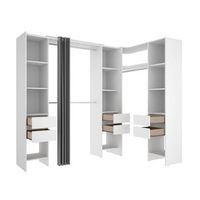 armario vestidor suit reversible 6 cajones  3 barras  3 columnas blanco 205x164-234x141 cm