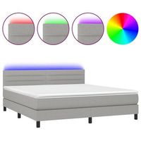 estructura de cama led con cabecero con somier y cubrecolchon 160x200 cm tela gris claro tdl0207826
