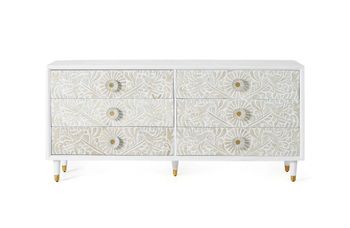 Cómoda madera mango blanco y detalles en color dorado
