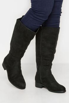 Botas Altas Negras Antelina En Diferentes Anchos