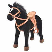 caballo de juguete de pie de peluche negro vidaxl