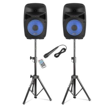 Sistema de sonido activo Vonyx VPS082A 400W Bluetooth USB Micrófono Soportes