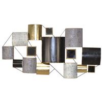 decoracion de pared para colgar patron negro y dorado en metal 91x55x49 cm dec05090