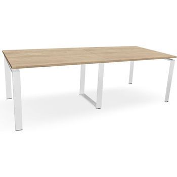 Mesa De Reuniones. Estructura Metálica Blanca. 240x120 Cm. Roble. Ofilike