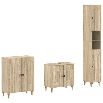 Juego De Armarios De Baño De 3 Piezas Alkmaar Roble Sonoma Vidaxl