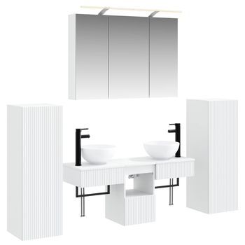 Juego De Muebles De Baño Montada En La Pared 6 Pcs Blanco Vidaxl