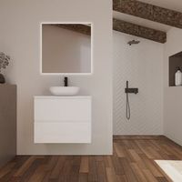 conjunto de bano kaji  80 cm blanco  dos cajones  lavabo sobre encimera  mueble montado  no incluye espejo  alday