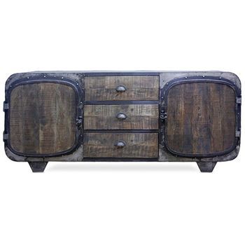 Mueble Tv De Madera - Diseño Industrial Retro - Shell Madera Natural