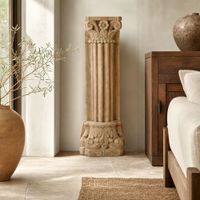 media columna de teca natural 35x25x125 cm