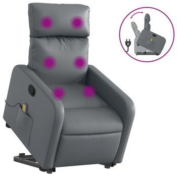 Sillón Reclinable De Masaje | Sillón De Salón | Silla De Pie Cuero Artificial Gris
