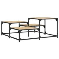 mesa de centro 875x875x40 cm madera y metal trabajados - marron