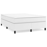 estructura de cama box spring cuero sintetico blanco 140x190 cm