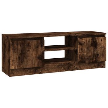 Mueble De Tv | Mueble De Salón | Mesa De Tv Con Puerta Roble Ahumado 102x30x36 Cm