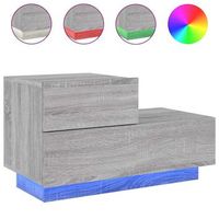 mesita de noche  mesa auxiliar  mesilla con luces led gris sonoma 70x36x405 cm