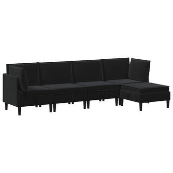 Juego De Muebles De Salón 5 Uds. Negro Terciopelo Vidaxl