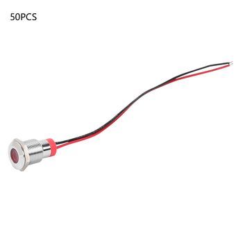 50 Indicadores Led Metálicos Ip65, Rojo 12 Mm, 24v