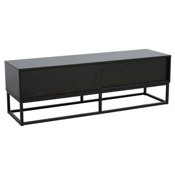 Mueble De Tv Rectangular Con 2 Puertas, L140 Cm, Color Negro, Jasper - Oviala