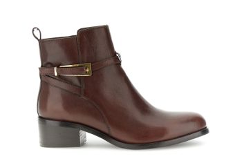 botines de piel con hebilla lateral decorativa dark brown 36