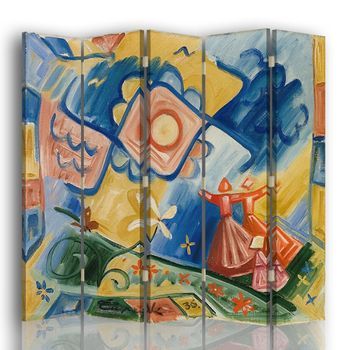 Legendarte - Biombo Chicas Cantantes - Josef Capek - Separador De Ambientes Para Interiores Cm. 180x170 (5 Paneles)