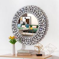 espejo de pared redondo - decoracion - vidrio y mdf - plata 86x2x86cm