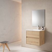 mueble mydesign 60 cm estructura roble moderno frontal roble moderno pack mueble  lavabo