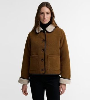 Barbour para mujer. LCA0423 Chaqueta de pana Penny Fleece marrón (XS), Casual, Poliéster