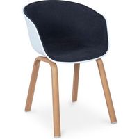 silla de comedor escandinava acolchada con reposabrazos gris oscuro