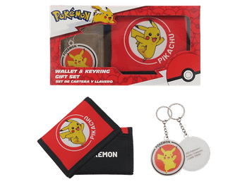 Pack Merchandising - Sherwood Pokemon Set billetera + Llavero Pikachu, Licencia Oficial