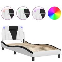 estructura de cama viana con led sin colchon blanco negro 90x200 cm vidaxl