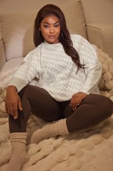 Yours Jersey Blanco De Punto Trenzado, Mujer Curvy Y Tallas Grandes, Yours