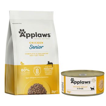 Pack nutrición mixta: pienso + latas Applaws - 2 kg Adult con pollo y pato + 6 x 156 g Pechuga de pollo