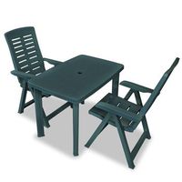 set de mesa y sillas bistro de jardin 3 piezas plastico verde vidaxl