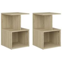 pack 2 uds mesitas de noche  mesilla de noche contrachapada roble sonoma 35x35x55 cm