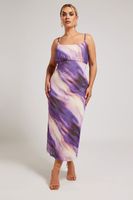 yours london vestido de tirantes estampado en morado mujer curvy y tallas grandes yours london